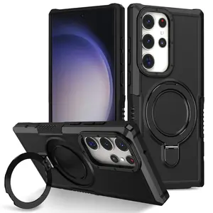 Premium Invisible Ring Foldable Stand Anti-Drop Phone Case for Samsung Galaxy S25 Ultra S24 Ultra S23 Ultra S22 Ultra