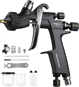 InoKraft Drizzle Pro LVLP Spray Gun, Multi-Purpose Precise Low-Overspray Performance with Ultra-Light 340g Design. Includes 1.3B/1.3C Nozzles and Accessories, Ideal for Automotive and Industrial Coatings