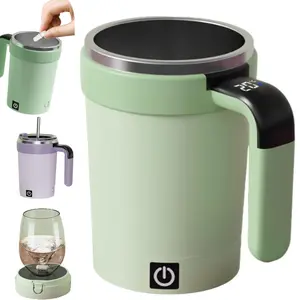 Stainless Steel Self-Stirring Coffee Cup With Lid, Handheld Beverage Mixer, Handheld Drink Mixer, Auto Stir & Heating Feature, LED display temperature, Stainless steel liner, Auto Power Off & Heat Preservation