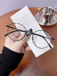 Round Frame Eyeglasses, Anti-blue Light Eyeglasses for Women & Men, Fashion Eyeglasses for Work, Daily Clothing Decor, Perfect for Student Daily Use, Lightweight Eyeglasses