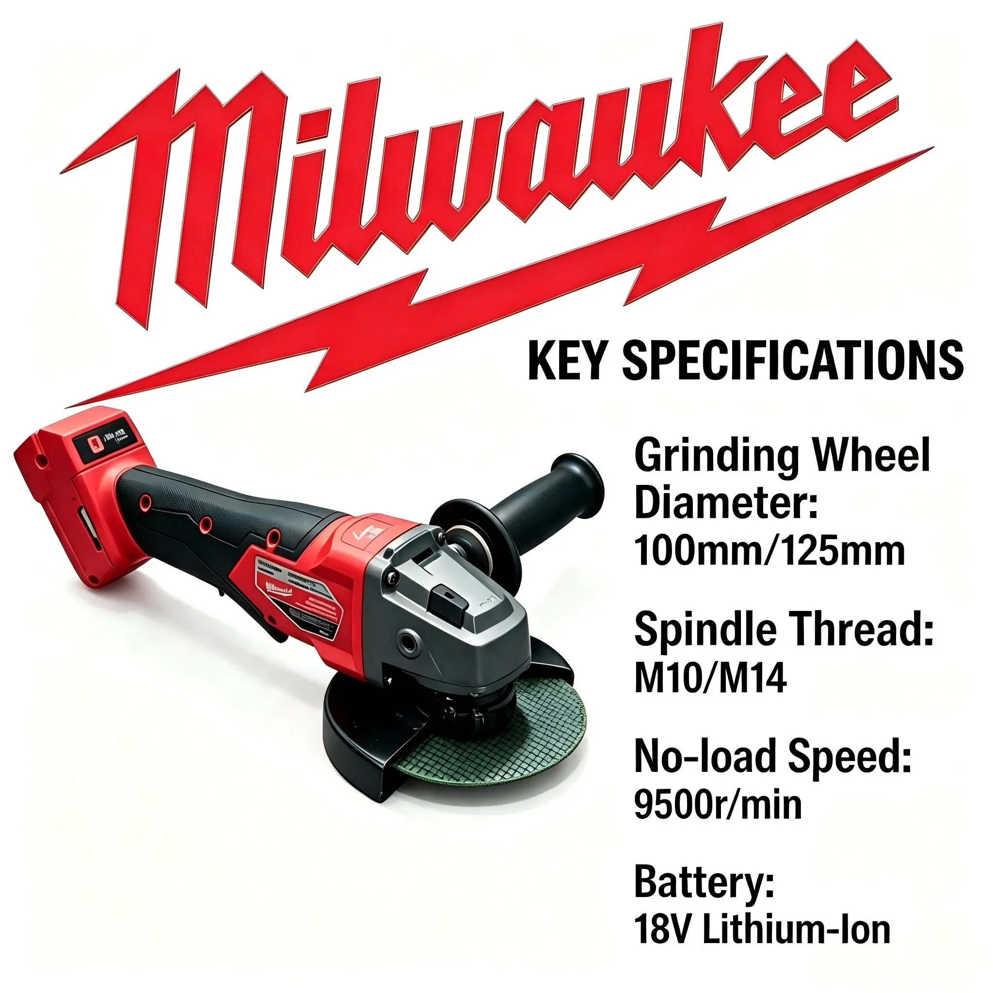 Milwaukee M18 125mm 5Inch Brushless Flathead Angle Grinder Combo With 42° Access Design Safety Guard And Side Handle For Heavy-Duty Grinding And Cutting