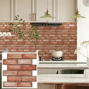 Retro Style Peel & Stick Wall Tiles, Easy Install Self Adhesive Wall Decals Waterproof Self Adhesive for Living Room, TV Area, Game Room, Office, Home, Kitchen Decoration
