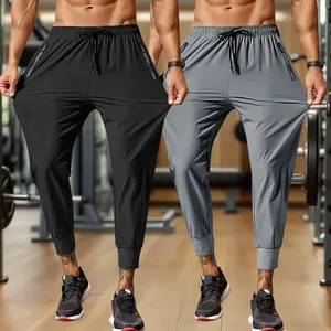 Men's 2-Pack High-Elastic Breathable Material Joggers - Drawstring Waistband, Zipper Pockets - Workout Joggers, Athleisure, Comfy, Performance Pants - Ideal for Gym, Outdoor Running, Breathable Material Jogger