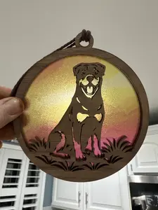 Rottweiler Suncatcher for Sunny Window