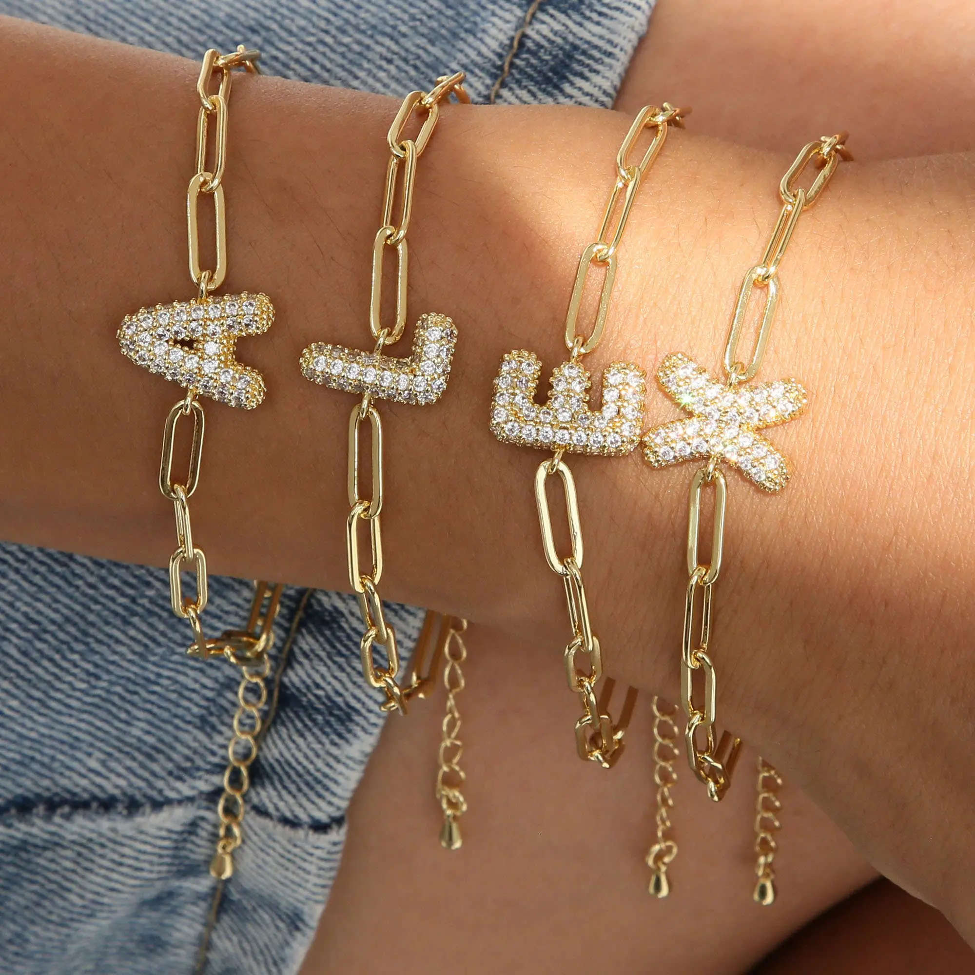 CZ Initial Bubble Balloon Bracelet