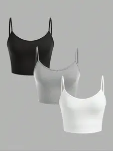 Women's Solid Color Spaghetti Strap Cami Top, Casual Sleeveless Top for Summer, Ladies Clothes for Daily Wear, Clothing