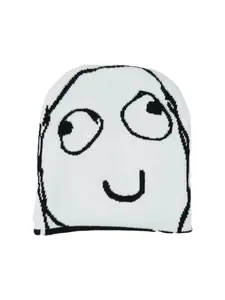Playful Design Funny Cartoon Face Knit Beanie Unisex Winter Hat  Soft Warm Stretchy Acrylic Casual Skull Cap for Men & Women
