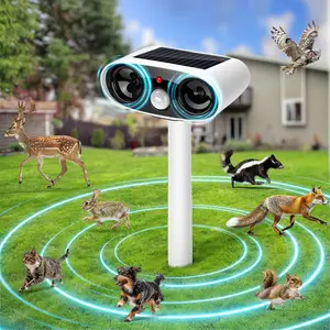 Solar Ultrasonic Animal Repellent, Outdoor Deer Repellent Devices, Waterproof Motion Activated Animal Deterrent Device, Yard Protection, Solar Power, To Scare Cat、 Dog 、Squirrel 、Rabbit、 Raccoon、 Skunk Out of Yard Garden Lawn