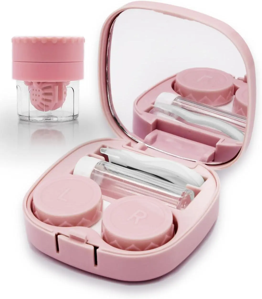 Vastsoon Contact Lens Care Kit - Travel-Size Cute Colored Set with Cleaner Washer, Applicator, Removal Tool, Mirror, Solution Bottle for Convenient Care of Clean Lenses (Daily Outdoor Use)
