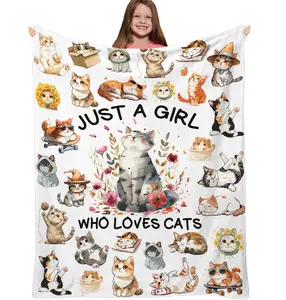 Cat Blanket for Cat Lovers, Perfect Cat Lover Gift for Girl Just a Girl Who Loves cat Blankets Cat Lover Gifts