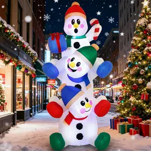 6 FT Christmas Inflatable Stacked Snowman with Build-In LEDs Blow Up Inflatables for Xmas Party, Home Indoor Outdoor Yard Garden Lawn Winter Decor for Gifts