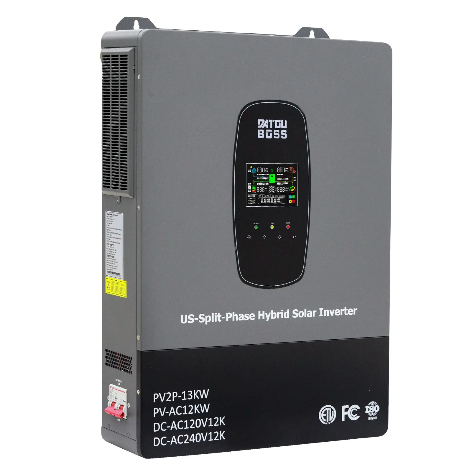 【All‑New Upgrade】DATOUBOSS 12000W 48V All‑in‑One Solar Hybrid Inverter, Split‑Phase 120/240V, Dual MPPT, 24kW PV Input, Whole‑Home Backup, Parallel‑Ready, Home Solar Power Inverter System, High‑Efficiency Energy Storage Inverter