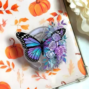Watercolor Butterfly Floral Magnetic Phone Grip, Aesthetic Colorful Flowers Magsafe Kickstand, Trendy Retro Garden Soft Girl Gift