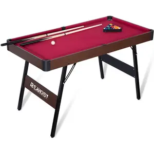 FLANTINO 54-Inch Wood-Finish Pool Table Set, Modern Billiards Table with 2 Cue Sticks, 16 Balls, Rack, Felt Brush and Chalk, Choose Your Style, Foldable Option, Suitable for Living Room & Playroom