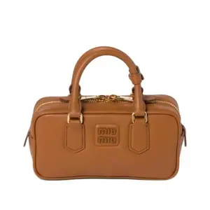 Pre-owned miu miu ​  100% Calf Leather Small Leather Goods Brand new Arcadie Leather Top handle Bag (Cognac)
