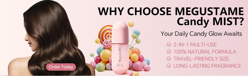 MegustaMe Hair & Body Mist Duo - Blushing Rose + Cotton Candy - 2-in-1 Natural Spray - Vegan Cruelty-Free - Travel-Friendly - Refreshes Hair & Skin Between Washes - No Buildup, Non-Greasy