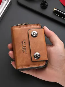 Men's Short Accordion Business Style Wallet, Business Wallets, Large Capacity Multi-Functional Driver License Holder, Casual Card Bag Gift for Travel Safety