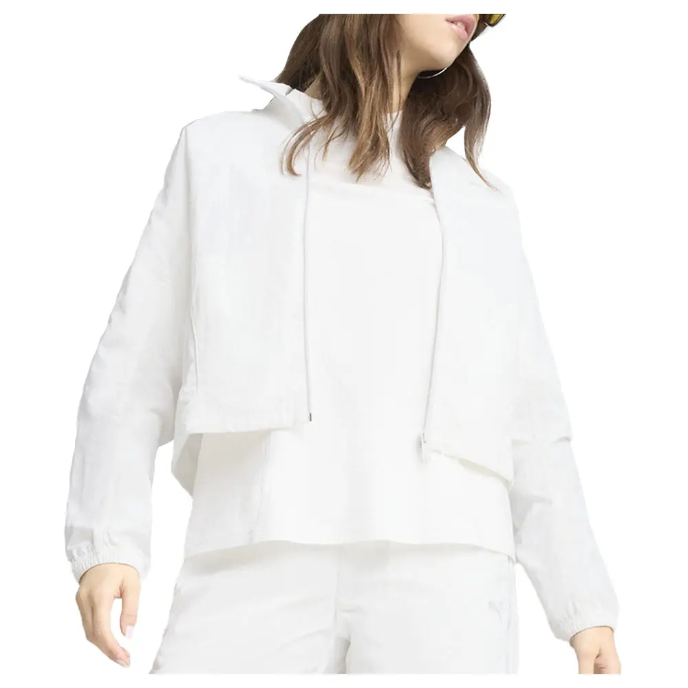 PUMA Womens Dare To Oversized Zip Off Woven Jacket Athletic Outerwear Casual - White
