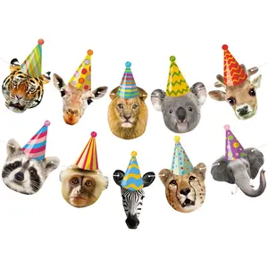 SQ-HDW234 Safari Animals Happy Birthday Banner Animal Birthday Party Decorations Party Animal Banner Garland for Jungle Birthday Decorations Kids Wild Zoo Party Supplies Ornaments