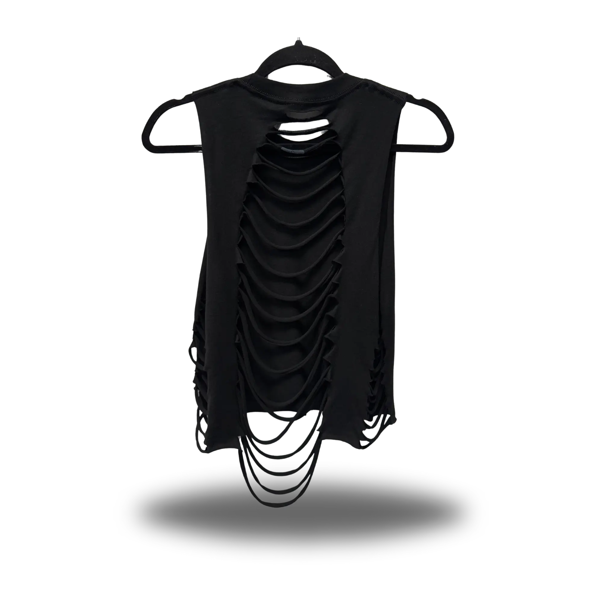 ROAD RASH RAZOR CUT BLACK CROP TANK