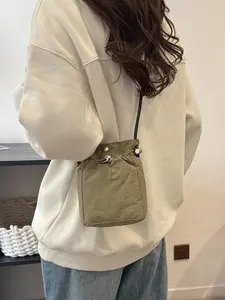 Women'S Crossbody Bag, Retro Fashion Casual Minimalist All-Purpose Solid Color Phone Bag, Single Shoulder Bag Handbag Sling Bag Coin Purse Mini Pocket Bag, Drawstring Closure Design, Adjustable Shoulder Strap, Suitable For Women'S Daily Use And Outings