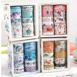 Random Color Washi Tape, 10 Rolls/box Cute Illustration Style Decorative Handbook DIY Material Stationery, DIY Decorative Tape for Scrapbooking & Journal Making, Scrapbook Accessories, Scrapbook Materials, Handmade Crafts