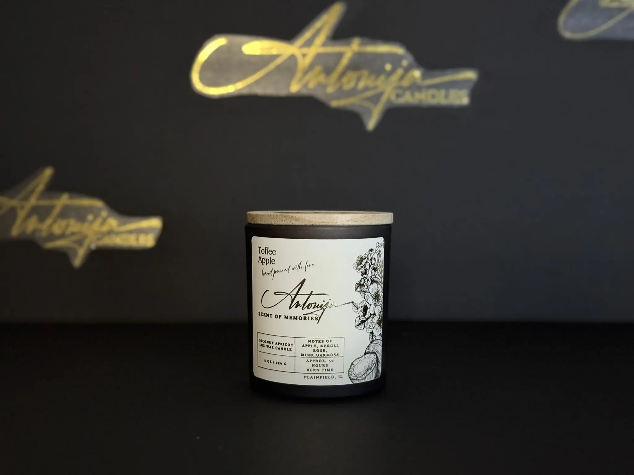 Antonija Candles Toffee Apple Candle Fruity Spicy Scent Coconut Wax Candied Winter Apple Orange Zest Maple Cinnamon Neroli Rose Musk Oakmoss Autumn Fall Thanksgiving Halloween Decor