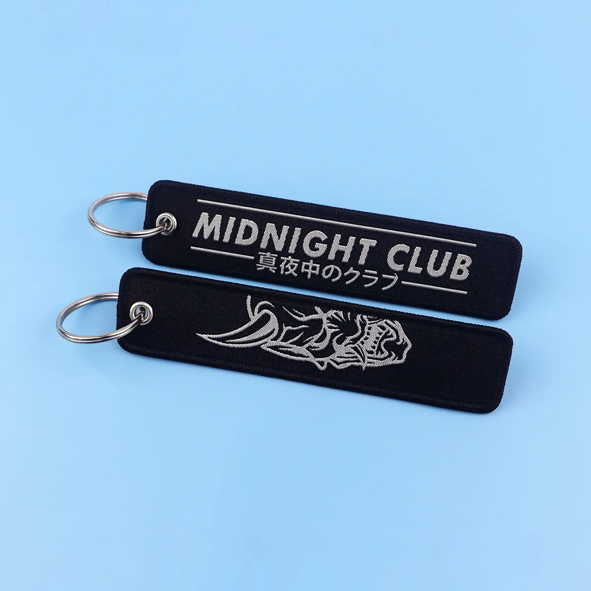 Midnight Club Oni Mask Keychain with Double-Sided Embroidery Patterns, Funny Keychain for Car Keys, Motorcycle Accessories