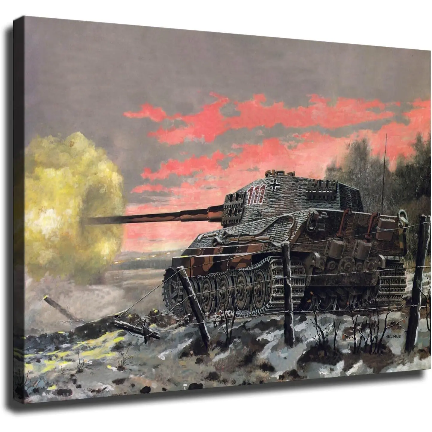 Military World War II German Tank War Poster Canvas Print, Colorful Image Multi-Size Home Supplies Wall Art Decor for Kid Room, Artistic Photo Room Gift Ornament, Tube Packaging