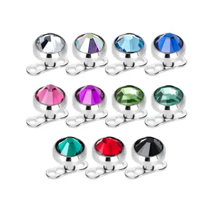 Dermal Top and Anchor pack of 4 with Cubic Zirconia Body Jewelry