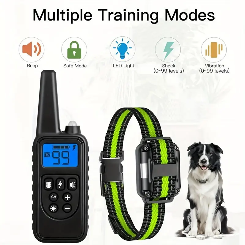 Dog Training Collar With Remote, Electronic Dog Shock Collar With Beep, Vibration, Shock, Light And Keypad Lock Mode, Waterproof Electric Dog Collar Set For Small Medium Large Dogs