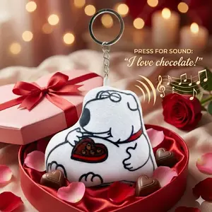 [2026 Upgraded] Perfect Valentine's Day Gift for the Chocolate Lover Funny Talking Brian Dog Keychain with Clearer Sound & Long-Lasting Battery, Cute Voice Recording Plush Keyring, Stress Relief Gag Gifts for White Elephant, Pet Lover Car Bag Decor