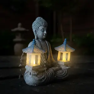 Meditating Buddha Statue With Solar Lights, Zen Garden Decor For Home, Patio, Yard, Outdoor – Unique Gift For Women And Friends