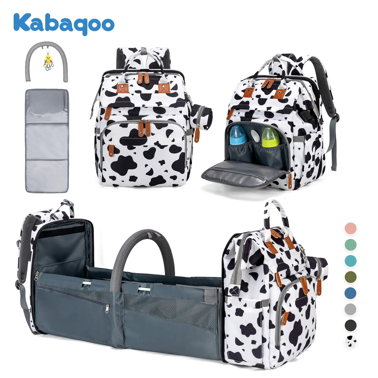 Kabaqoo Diaper Bag Backpack for Baby - Large Capacity, Lightweight, Portable, with Mosquito Net, Foldable for Newborn Travel, Everyday Use & Work, Lightweight Diaper Handbag