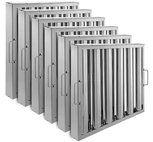 Garvee Hood Filters 430 Stainless Steel 5 Grooves Commercial Hood Filters,Range Hood Filter for Grease Rated Commercial Kitchen Exhaust Hoods,Pack of 6,19.5x24.5x1.9 inch
