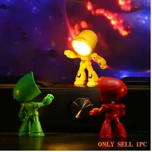 LED Mini Starry Night Light, Cute Cartoon Robot Design Table Lamp, Halloween Christmas Thanksgiving Gift, Lonely Robot Companion