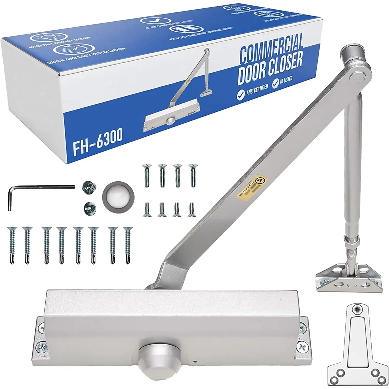 Commercial Door Closer () - Automatic Door Closer - UL Listed Grade 1 ADA Hydraulic Door Closers Certified - FS-6300