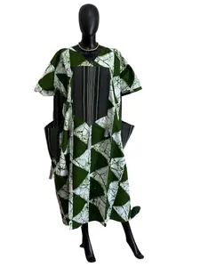 ENIOLA ANKARA AND ASOKE GOWN - Short Sleeve 100% Cotton Free Size with Side Pockets Lightweight Breathable for Everyday Wear or Special Occasions