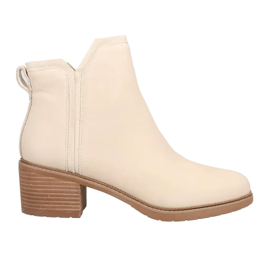 TOMS Womens Hailey Round Toe Pull On Casual Boots Ankle Low Heel 1-2" - Off White