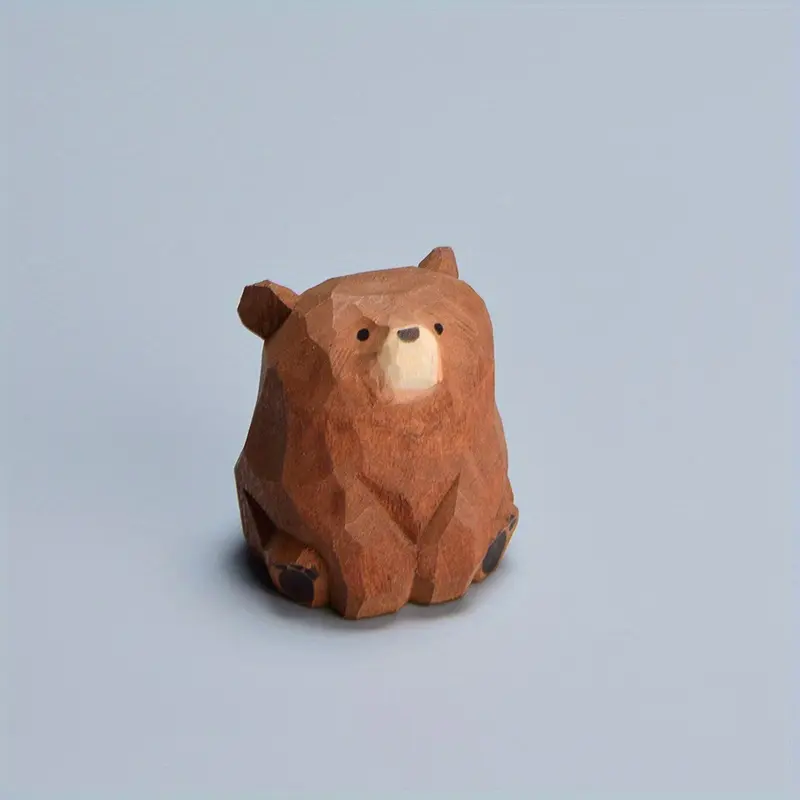 Unique Hand-Carved Wooden Bear - Decorative Vintage Style Wooden Bear Sculpture for Bed Decoration