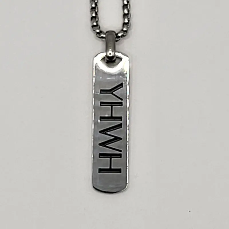 My Giving Store Unisex Engraved Phrase Necklace - Polished Stainless Steel YHWH Vertical Bar Pendant, 24-in Chain, Biblical Religious Daily Reminder, Meaningful Jewelry Gift, Casual Style (Choking Hazard Small Parts), Jewelry Gifts
