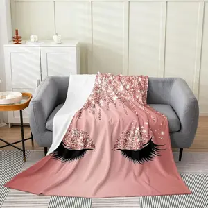 Eyelash Flannel Fleece Throw Blanket,Bling Jade Pink Fuzzy Blanket,All Season Luxury (No No Sequin) Breathable Plush Blanket,Queen 90"x90"