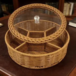 Storage Basket, Transparent Cover Storage Basket, Display Basket, Harvesting Basket, Fruit Basket, Home Organizer, Home Organization Containers, Convenient, Lightweight, Suitable for Living Room, Garden, Camping and Party