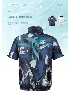 Short Sleeve Cooling Fan Shirt, Air Conditioning Workwear for Men & Women, Outdoor Sun Protection, High Temperature Heat Relief