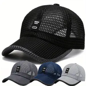 Men's breathable mesh canvas cap - Canvas material, snap-fastening design for the brim, suitable for outdoor sports and fishing Adjustable Lightweight