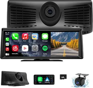 【Hieha】Wireless CarPlay Screen with 2K Dash Cam, 8.1" Portable Touchscreen Car Stereo with CarPlay & Android Auto, 1080P Backup Camera, Voice Control, Bluetooth, Mirror Link, GPS Navigation