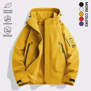 Men's Fashion Outdoor Waterproof Softshell Jacket, Casual Breathable Lightweight Windbreaker Hooded Shell Coat with Zipper Large Pockets Design, Suitable for Autumn Winter Mountaineering and Hiking Wear