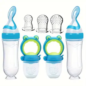7-Piece Professional Feeding Set, Squeeze Food Dispenser Utensil Set, Silicone Utensils, Fruit Feeder, Durable Design