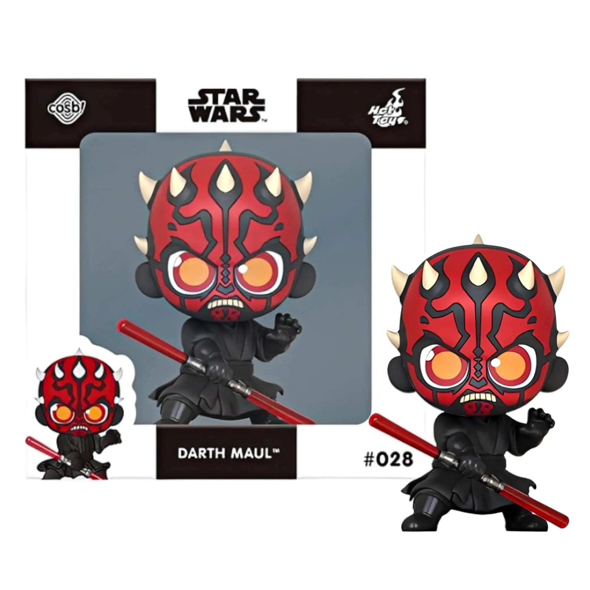 Star Wars Stylized Cosbi Bobble Head - Darth Maul #28, Cosbi Format, Dark Side Intensity, Double-Bladed Lightsaber, Galactic Style Collectible Action Figure, Hot Toys Figurine