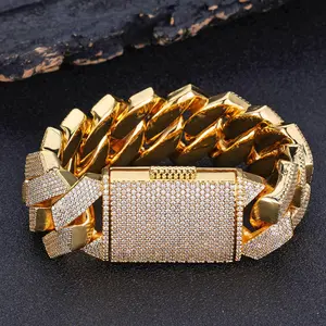 2025 New Brilliant Zircon; Hip-hop 26mm Six-row Zircon Rhombus Cuban Chain Bracelet #Hip-hop Bracelet #Festival Gift #Fashionable & Versatile